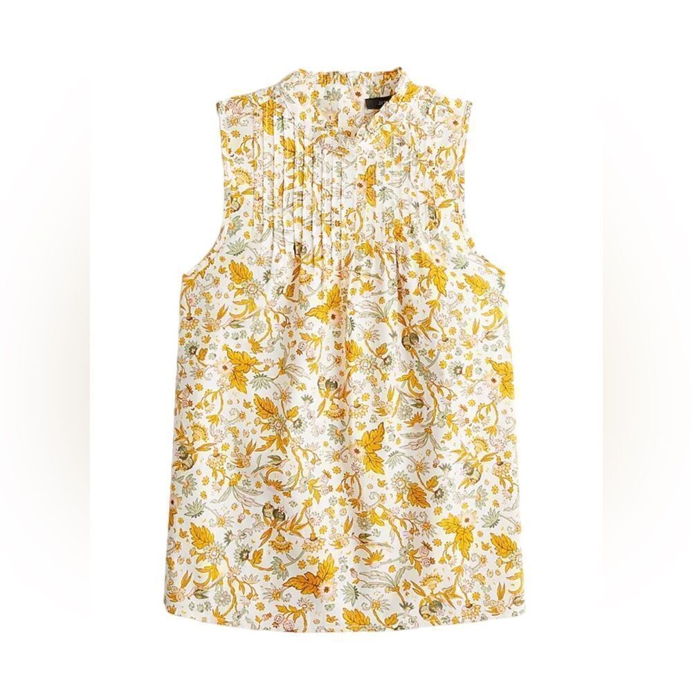 J.Crew Pintuck cotton poplin top in sunny blooms NWT XS
